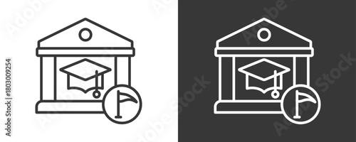 University Icon Set Vector Collection Isolated In Black And White
