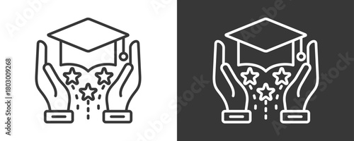 Graduation Icon Set Vector Collection Isolated In Black And White