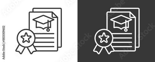 Degree Icon Set Vector Collection Isolated In Black And White
