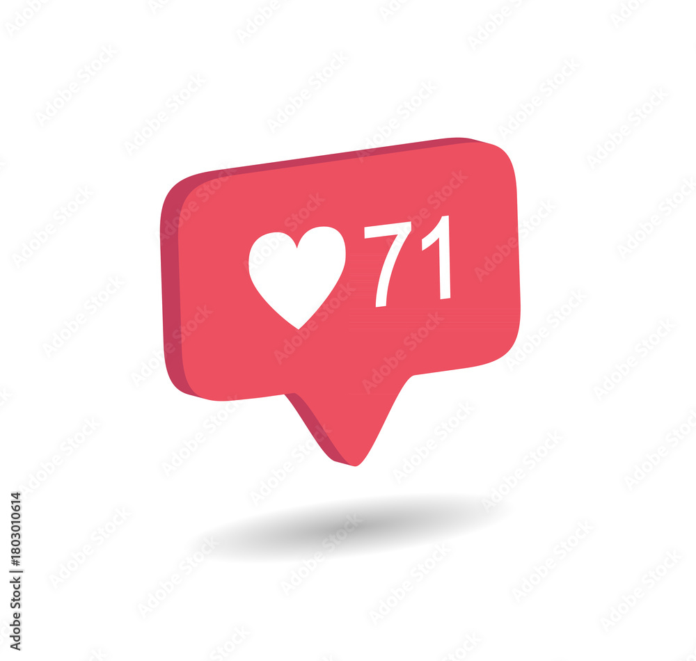 Fototapeta premium like notification icon. like notification png. like notification isolated. like notification 3d