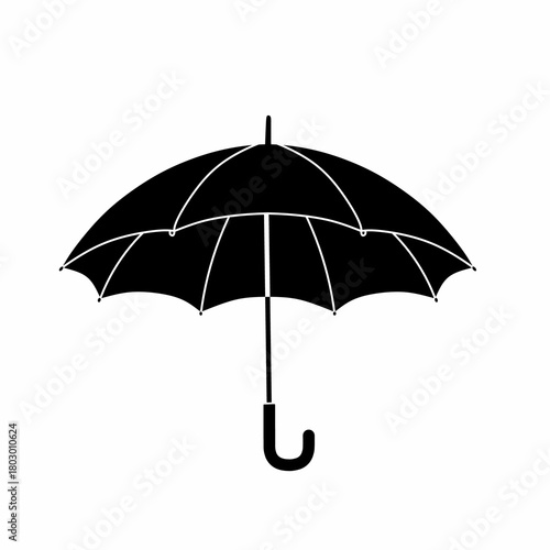 Silhouette Umbrella Symbol for Protection and Weather Forecast