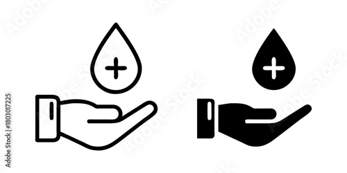 Blood Donation outline and pictogram Icon for Health, Charity, and Medical Awareness