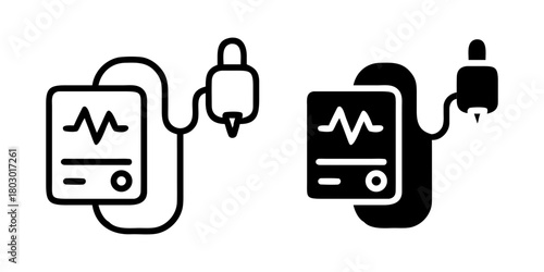 Defibrillator Icon for Emergency, Medical, and Heart Safety Design