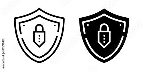 Safety Shield outline and Pictogram Icon for Protection, Security, and Defense Design