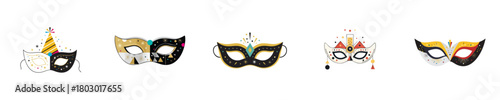 Masquerade Mask Vector Decorative Flat Design Carnival Party Accessory for Festive Celebration Theme