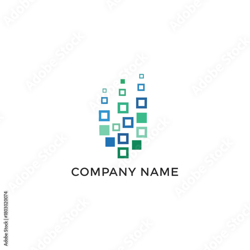 Abstract Digital Squares Technology Logo Design.