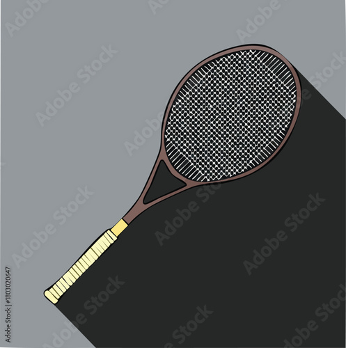Tennis Racquet with Long Shadow Illustration - A Classic Sports Equipment
