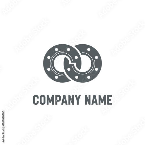 Interlocking Flange Logo Design for Industrial Applications and Engineering.