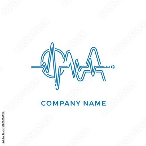 Medical pulse line logo design for healthcare company.