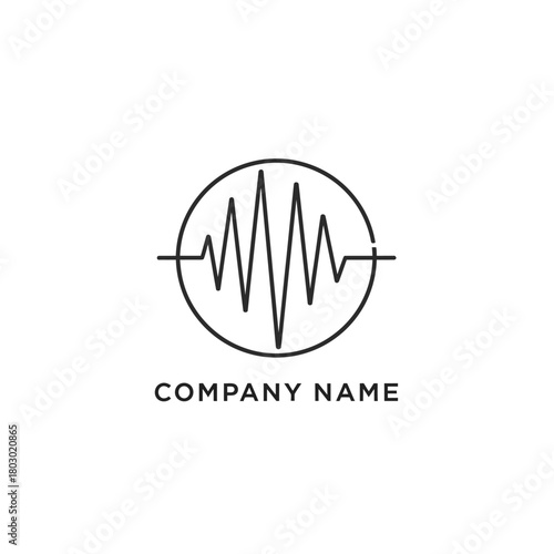 Minimalist audio wave logo design for music and sound recording company.