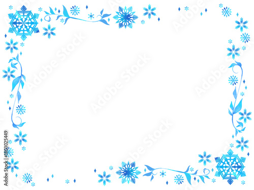 雪もようのイラストの、美しいフレーム、テンプレート素材