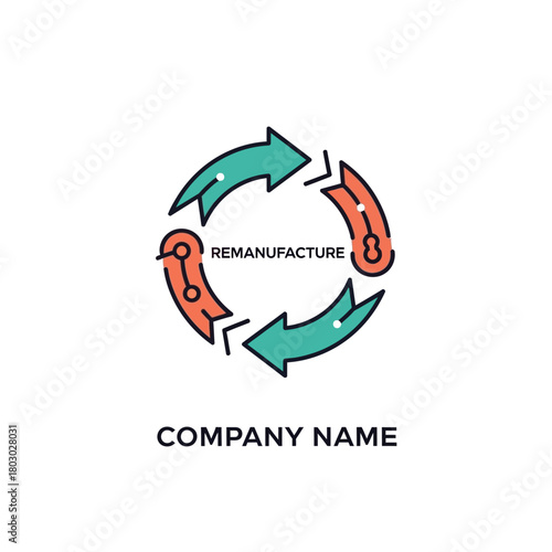 Remanufacturing Company Logo - Circular Arrows and Text.