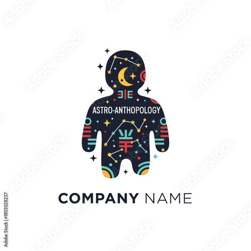 Astro-Anthropology Logo Design Featuring Constellations and Cosmic Elements.