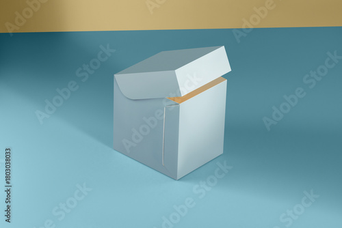 Open blue box mockup without logos for confectionery products