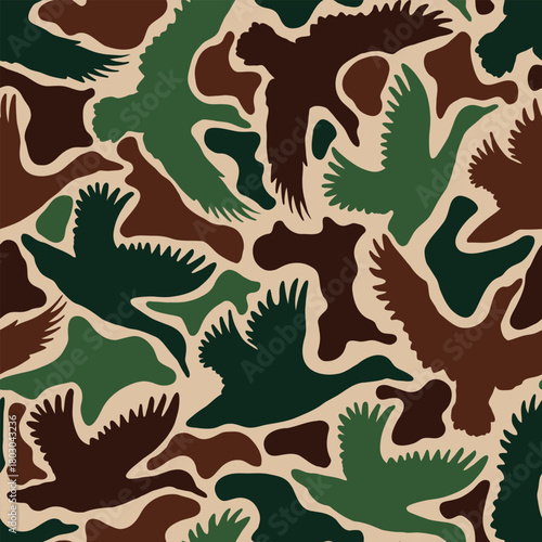 Duck birds camouflage abstract bright pattern. Vector illustration.