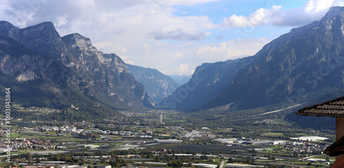 Valley between mountain ridges in Trento Italy
