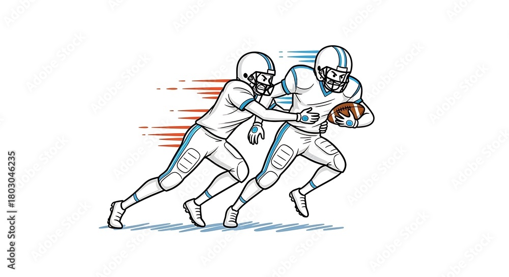 Obraz premium Dynamic American Football Action - Two Players in Motion.