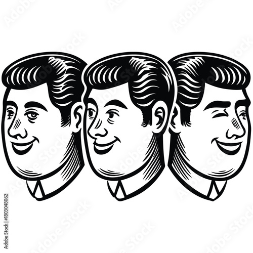 Vintage Barbershop Men Graphic (Linocut Style)