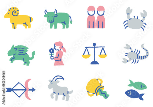 Cute Zodiac Sign Icon Set_Color