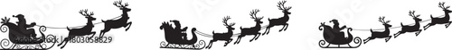 Santa claus sleigh reindeer christmas holiday season festive winter illustration