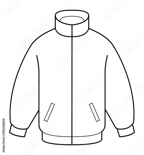 Zip-Up Jumper Technical Flat Sketch Vector Illustration