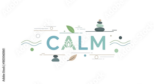"Calm" Word Art with Zen Elements and Design
