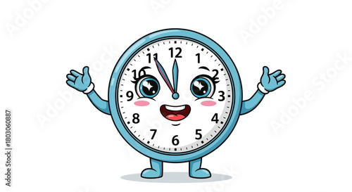 Cartoon Clock Character with Arms and Legs