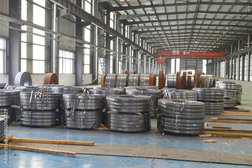 Hot rolled strip steel in the warehouse