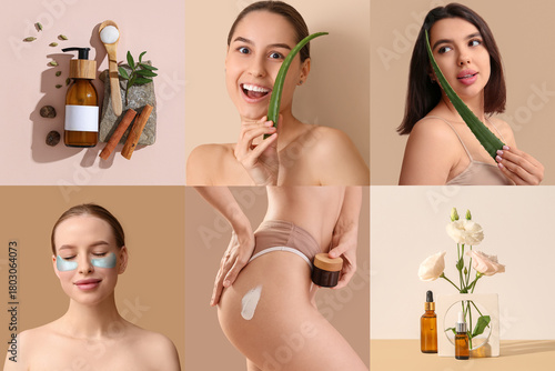 Collage of young women with...