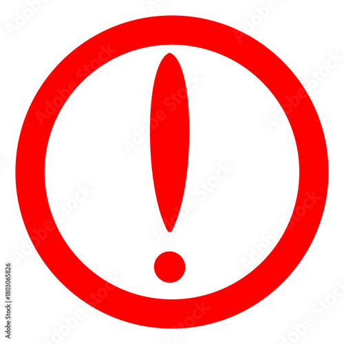 Simple Bold Red Circle Exclamation Point Sign Symbol Icon