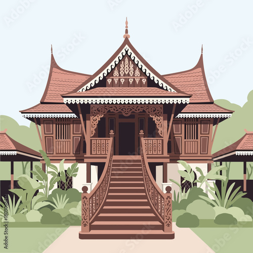 Majestic representation of traditional architecture with intricate details