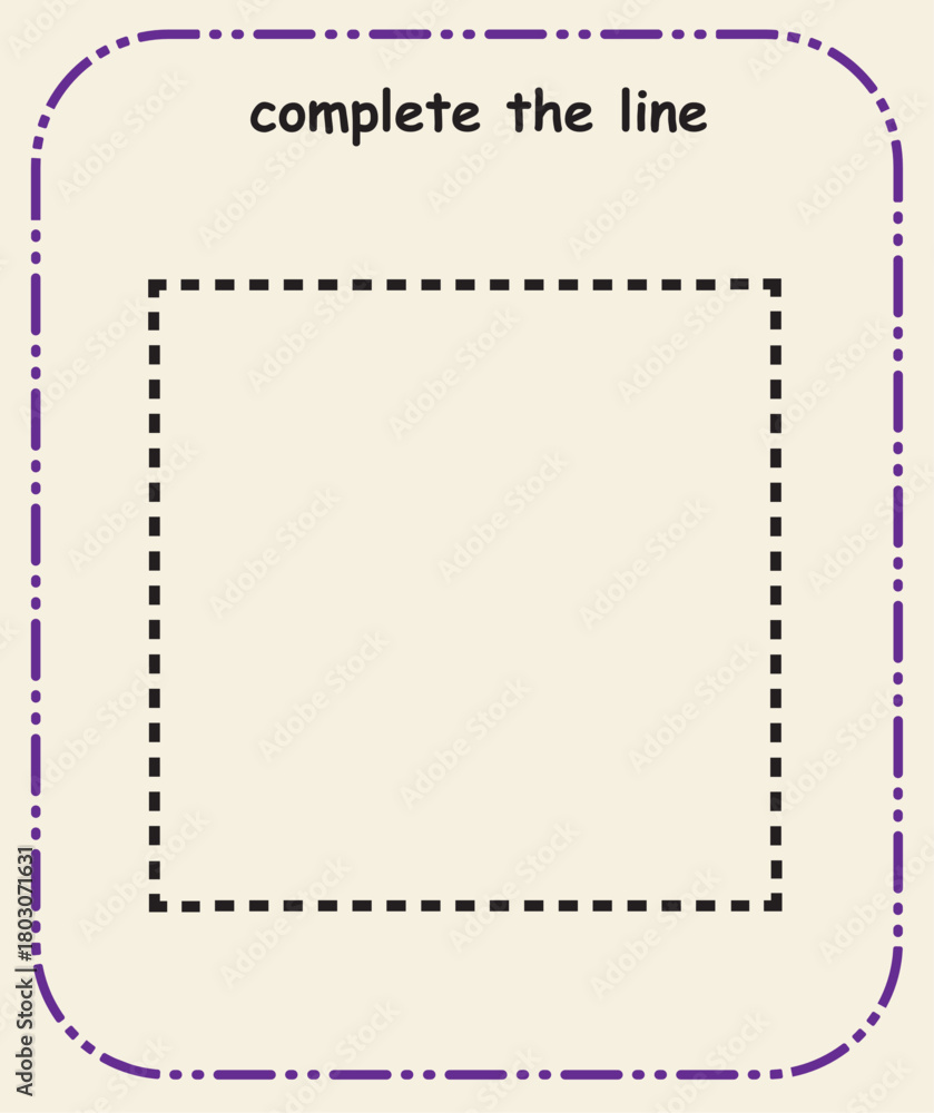 Fototapeta premium Complete the Line Preschool Prewriting and Hand Control Skill Sheet