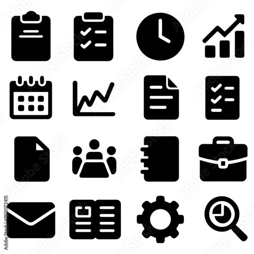 Business Icon Collection: A meticulously curated collection of business icons that encapsulates essential elements of productivity, planning, and operational strategy.