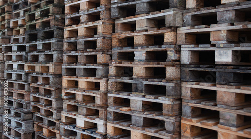 Stack of old wooden pallets