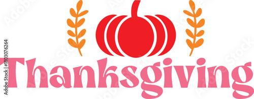 Thanksgiving typography clip art design on plain white transparent isolated background for card, shirt, hoodie, sweatshirt, apparel, card, tag, mug, icon, poster or badge