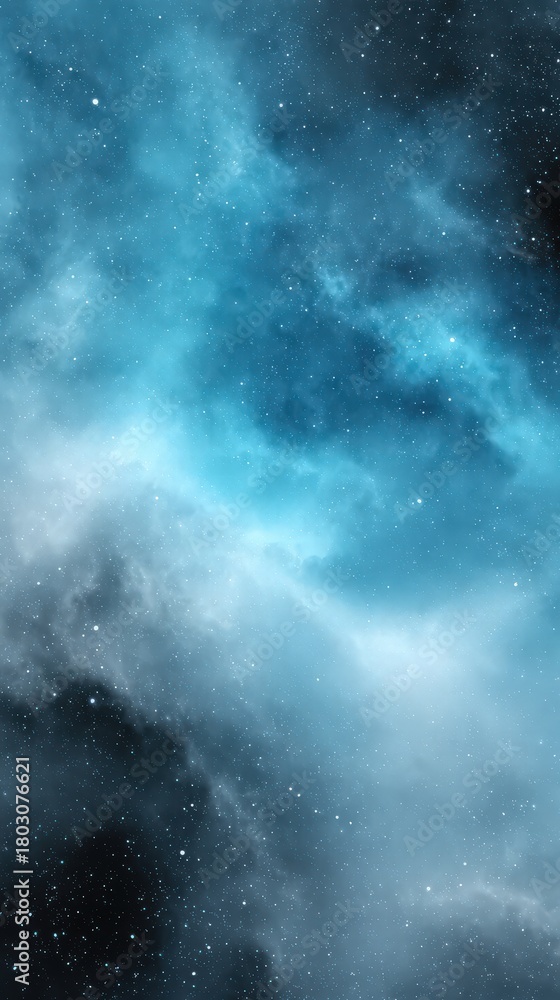 Obraz premium Captivating turquoise and blue nebula with starry sky for cosmic design projects