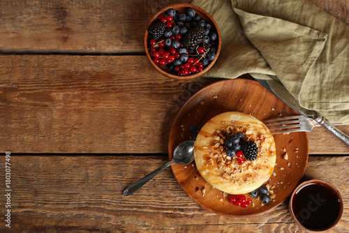 Plate of sweet pancakes wit...