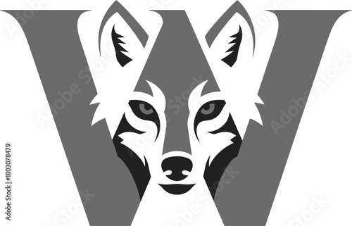 Letter W wolf logo isolated on white background
