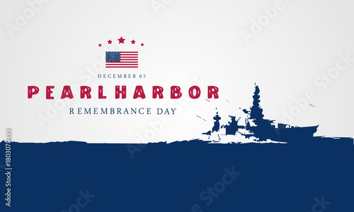 Pearl Harbor attack memorial background - Pearl Harbor Remembrance Day white background. Vector Illustration