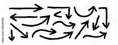 Set of Black hand drawn arrows vector doodle on white background. arrows in different directions. Hand drawn vector direction pointers. design element vector illustration.