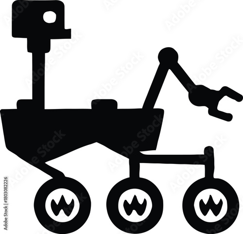 Black and White Space Rover Illustration Exploring the Cosmos for Scientific Discovery and Technological Advancement in Planetary Exploration Missions