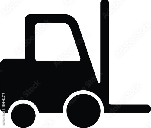 Black Forklift Icon Isolated on White Background Representing Industry and Logistics with Clear Symbolism for Transportation