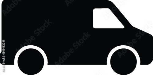 Black Delivery Van Vector Illustration for Logistics and Transportation Services Promoting Efficient Delivery Solutions and Fleet Management for Business Needs