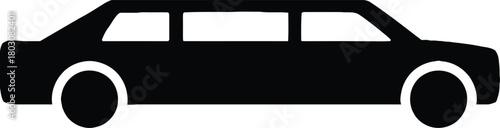 Elegant Limousine Silhouette in Black and White Graphic Design for Transportation and Luxury Services Representation