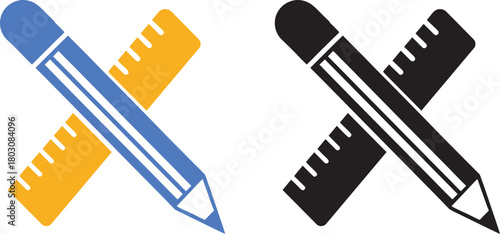 Ruler + pencil silhouette icon