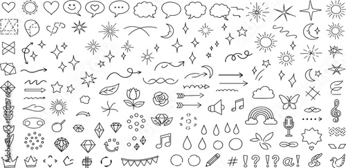 Collection of Hand-Drawn Doodle Elements for Design and Decorative Purposes