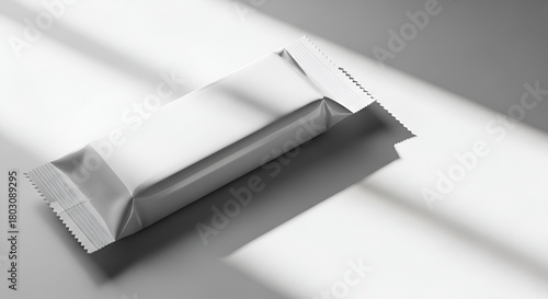 Minimalist snack bar packaging mockup with sleek design and light shadow effects