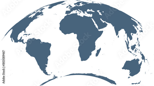 Minimalist global map graphic in a single solid color, depicting the Earth's continents for international business and travel concepts