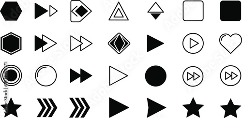 Collection of Black and White Minimalist Arrows and Shapes for Design