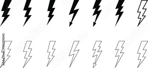 Collection of Lightning Bolt Illustrations in Black and White